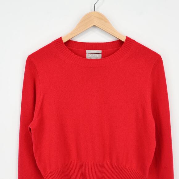 J.Crew Cashmere Shrunken Crewneck Sweater Red Size Medium NWOT - Picture 3 of 7